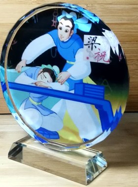 梁山伯与祝英台水晶模型人偶梁祝收藏品礼品装饰品摆设工艺品摆件