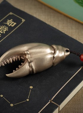 手中有钱手把件男士随身把玩青铜螃蟹钳子办公室解压创意礼物送人