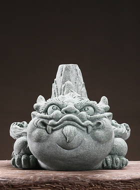 创意青砂石霸下龙之子鱼缸假山造景新中式家居客厅茶桌装饰摆件