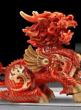 厂家直供黄铜麒麟摆件一对飞天火麒麟公司家居客厅装饰工艺品