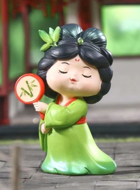 国潮古风唐宫夜梦摆件可爱唐朝仕女手工艺品家居桌面树脂装饰品