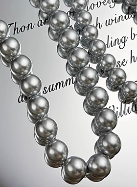 浮颜丨真多麻灰色珍珠项链女T方扣天然澳母贝珍珠轻奢名媛高级感