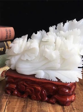 天然阿富汗玉石白菜摆件百财家居装饰客厅玄关电视柜桌面送礼摆放