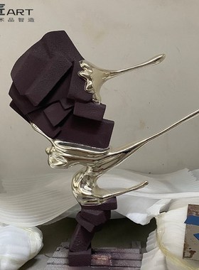 抽象创意水滴仿石造型软装饰品落地雕塑摆件样板房酒店大堂艺术品