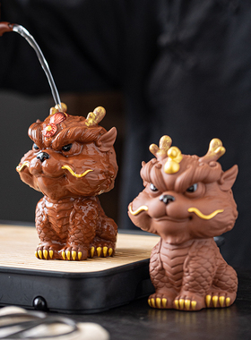 【瑞兽麒麟】紫砂桌面摆件招财精品祥瑞茶桌博古架装饰工艺品摆饰