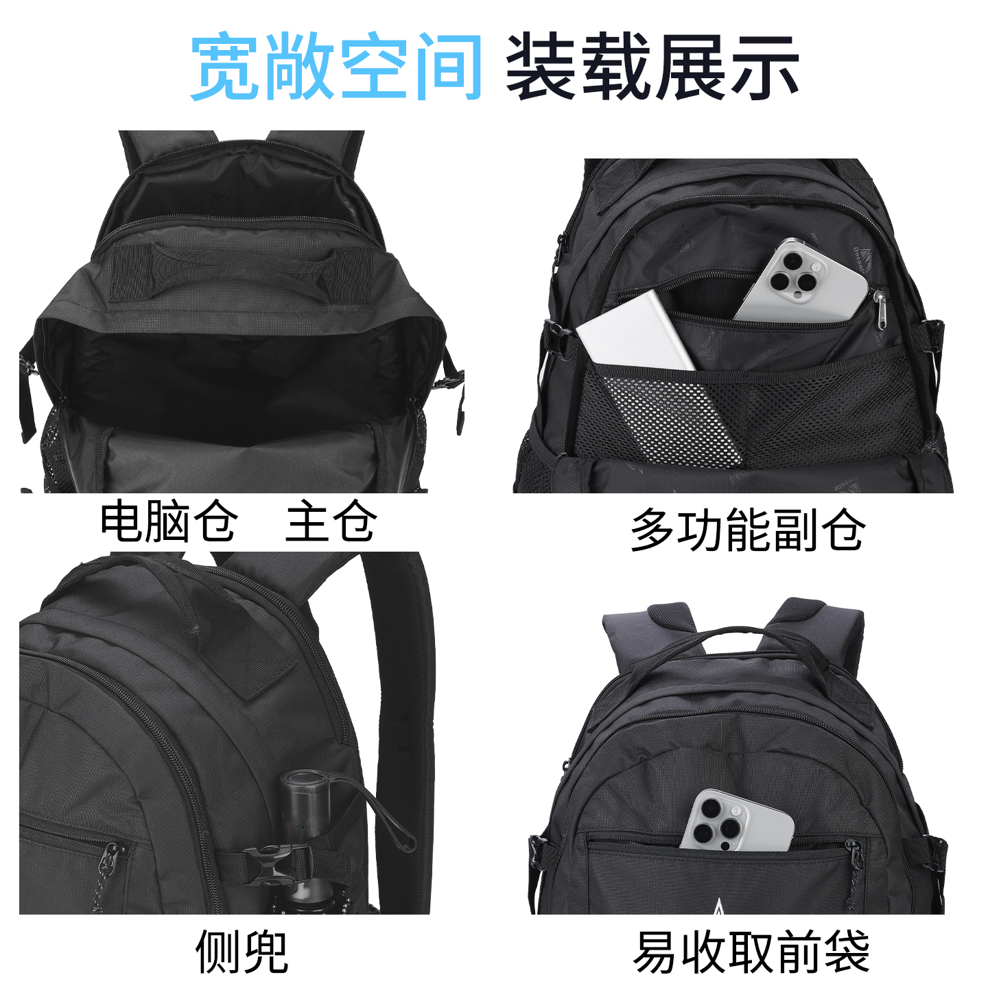 onepolar极地大容量双肩包电脑包女旅行上班通勤包旅游轻便背包男 - 图3