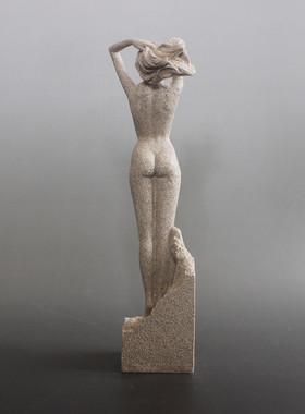 创意美女砂岩雕塑艺术装饰工艺品现代简约家居客厅V办公室人物摆