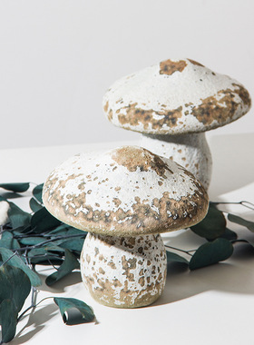 侘寂凤复古做旧家居饰品蘑菇桌面摆件陶瓷民宿客厅创意艺术装饰品