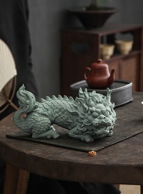 辉道 茶宠山海经神兽麒麟龙龟摆件创意复古貔貅国潮送礼鱼缸造景