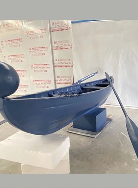 样品屋展示中心商业中心大型玻璃纤维雕塑水波纹船摆件广场压克力