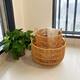 Long-supported light-colored hollowed-dirty coat basket pure handmade imitation rattan storage basket Japanese simple household storage storage