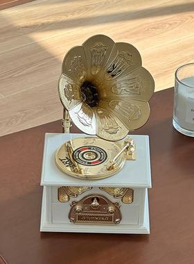 复古留声机音乐盒八音盒送女朋友生日新年520礼物卧室桌面摆件