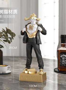 肌肉财神爷桌面摆件家用客厅装饰品健身房办公室前台开 业乔迁礼