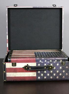 覆古皮箱大号家居装饰木质手提箱创意结婚礼物酒柜室内收纳装饰品