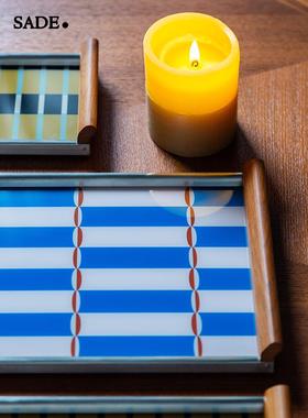 清酒船长德国风格实木香薰托盘矩形玻璃茶托盘中世纪包豪斯珠宝托