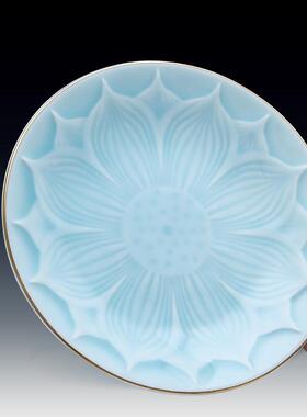 戴玉堂陶瓷描金青瓷圣水杯观音净水杯佛前供佛敬神水杯供奉用品