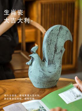 采购产品景德镇陶瓷手绘青花鸡招财开门红，乔迁礼品，客厅家居装