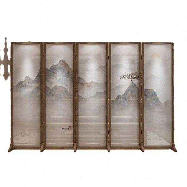 新中式屏风隔断客厅公室折叠移动玄关简约实木入户遮挡山水折屏,淘宝优惠券,粉丝福利购,淘宝优惠卷
