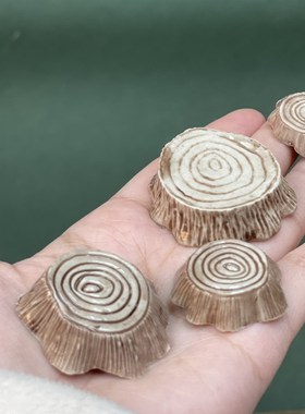 瓷蓓高温釉下树桩压盆石盆托小径陶瓷森系防风防咬造景用品摆台装