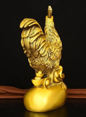 铜公鸡摆件铜鸡生肖鸡金鸡报晓家居装饰品办公室桌面工艺品金钱鸡