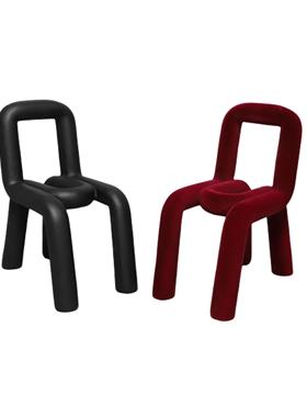 现代简约创意异形座椅凳子植绒树脂样板房家居客厅桌面装饰品摆件