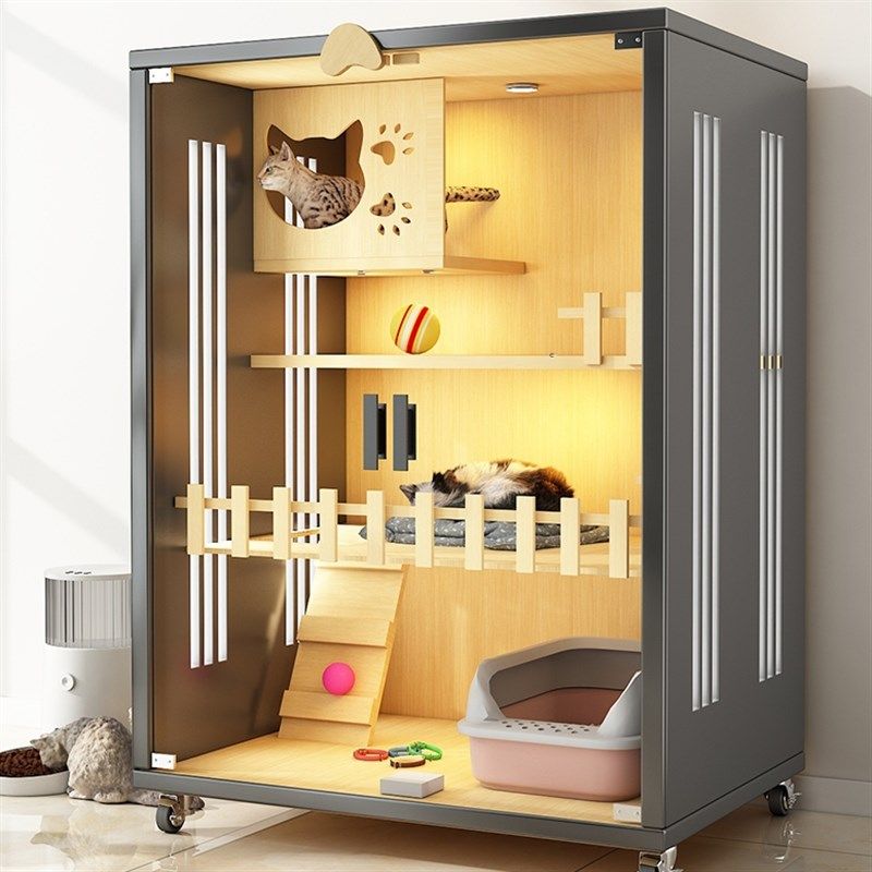 家用室内猫别墅猫笼子实木超大自由空间豪华猫舍爬架一体猫柜猫窝,淘宝优惠券,粉丝福利购,淘宝优惠卷