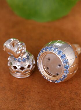 s9镂空镶嵌旋转扩嘎乌盒可吊坠打纯银藏香开海螺男女项链式25宝石