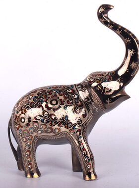 婚房铜大象精雕大象点吸水家居摆设巴基斯坦摆件彩器铜情侣招财