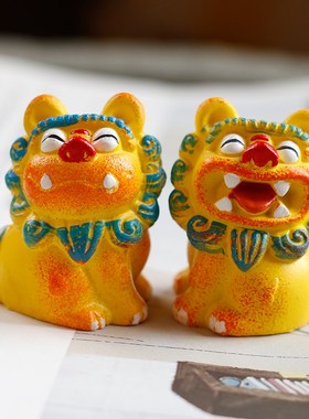 狮三百侧身狮圆圆回眸一笑摆件家居办公室摆放中式开运祝福送礼