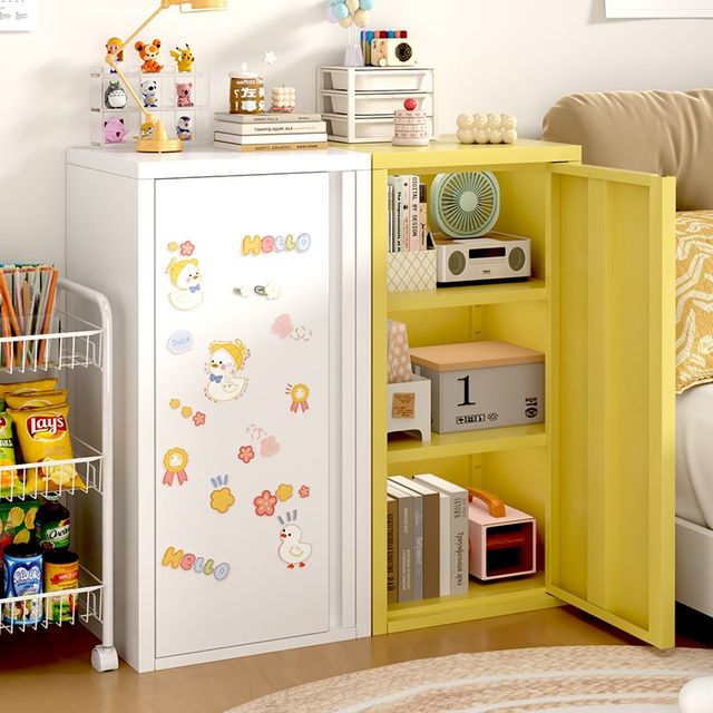 Wrought iron storage cabinet living room snacks children floor-standing storage cabinet cream style bedroom bedside table iron clip cabinet