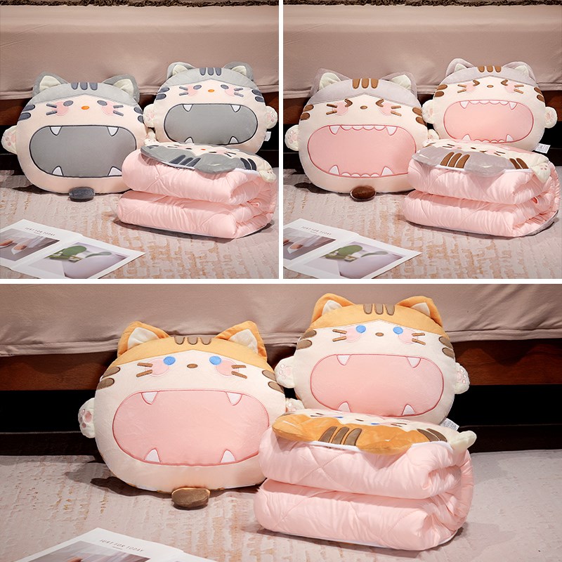 冬季加厚抱枕被子两用汽车靠枕后排靠背垫办公室午睡折叠毯子两用 - 图2