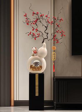 招财宝葫芦饰品客厅旺宅入口入口电视柜旁边地板垂直高大气新家花