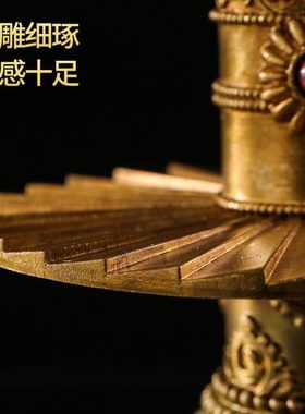 精品黄铜五妙欲摆件西藏式家用办公室内装饰藏法器传民族风工艺品