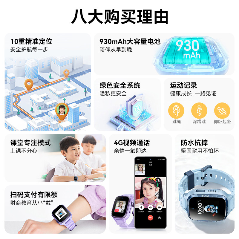 荣耀WhizKid儿童手表2i新款儿童初中小学生4G全网通视频电话手表防水防汗绿色守护官方旗舰正品,淘宝优惠券,粉丝福利购,淘宝优惠卷
