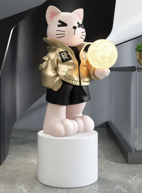 创意猫大型落地摆件客厅电视柜旁家居饰品样板间装饰乔迁新居礼品