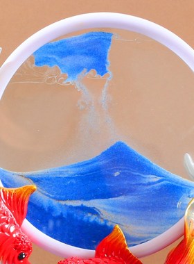 流沙画年年有余锦鲤金鱼摆件创意家居客厅玄关酒柜乔迁开业礼品