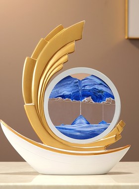 风生水起轻奢高级感一帆风顺x船摆件客厅玄关装饰办公室流沙画礼