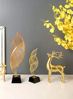 轻奢摆件风生水起客厅电视柜玄关网C红家居酒柜高档工艺术鹿装饰