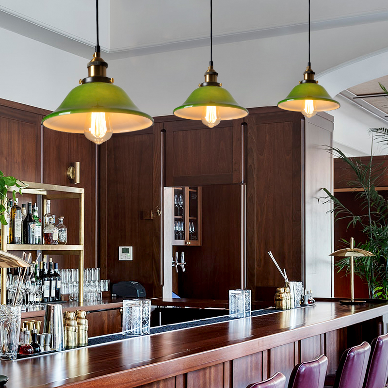 老上海民国怀旧艺术田园灯具餐厅吧台咖啡厅绿色玻璃复古风吊灯 - 图2
