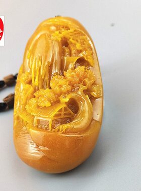 奇石寿山石玉黄龙黄石手把件雕田石观赏玉石原石仿时来运转