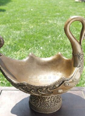 铜雕塑新款林先花盆铜工艺品实用摆件天鹅果盘艺术家居装饰品礼品