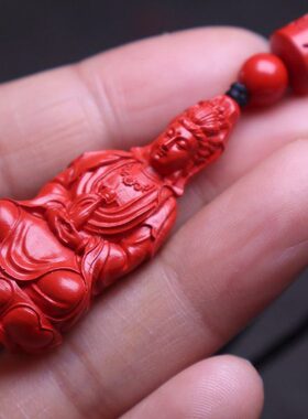 观音客厅本命年玉瓶挂件文玩朱砂摆件红车包砂保真挂件饰品佛吊坠