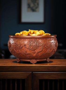 紫铜《龙纹聚宝盆》摆件家居门厅门海家居玄关装饰品铜缸开业礼品