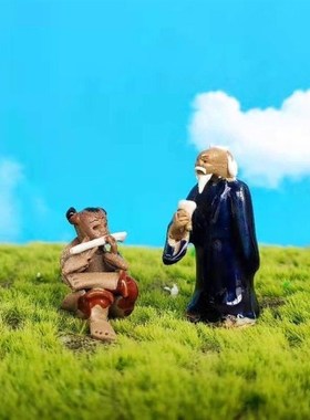 音乐人物摆件吹笛子古琴伯牙知音韩湘子鱼缸创意造景假山车内装饰