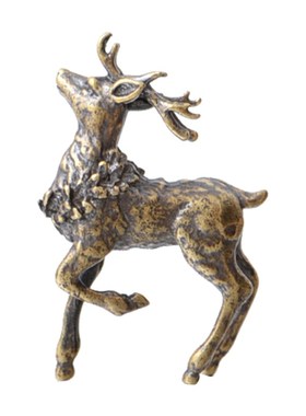 黄铜实心袖珍一对梅花鹿摆件一鹿有你铜雕茶宠桌面摆件铜器古玩