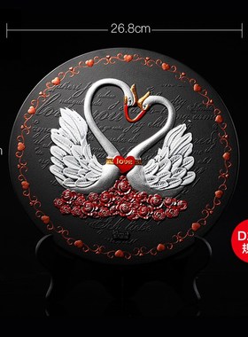 金乌炭雕天鹅之吻装饰摆件结婚礼物创意家居饰品实用新婚礼品炭雕