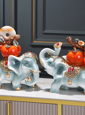 事事如意财d福大象一对创意家居玄关客厅电视柜摆件轻奢高档装饰