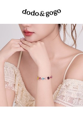 DODOGOGhO彩色糖果锆石方糖手链高级感森系串珠手饰2025年爆款配