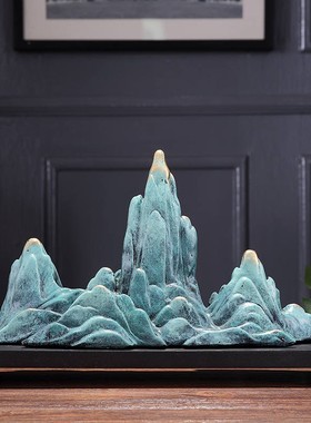 新中式假山摆件电视柜办公室开业乔迁礼物客厅玄关酒柜家居装饰品