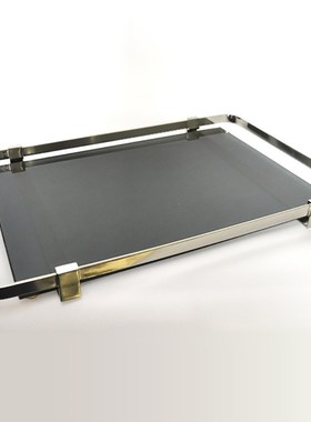 轻奢风长方形玻璃托盘样板房玄关摆件茶几饰品茶具饰品金属收纳盘